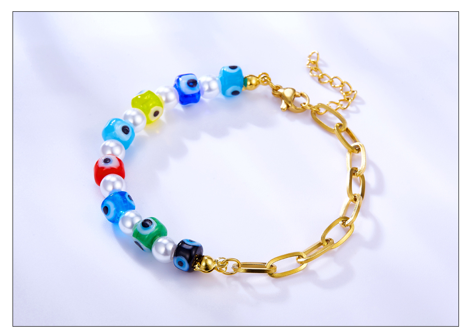 Fashion Geometric Devilu0027S Eye Stainless Steel Beaded Bracelets