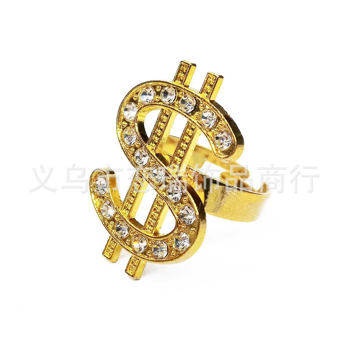 Hip-Hop collar de oro pulsera negro pescador sombrero explosivo gafas marco anillo de dólar vestido de baile conjunto