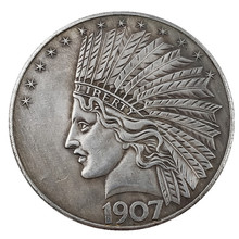 仿古工艺品1907印第安银元银圆纪念币批发#1043