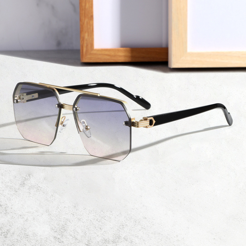 Cross-Border New Style Sunglasses for Men, Suitable for Driving, Make the Face Look Slimmer, Uv Protection, High-End Half-Frame Square Sunglasses Cross-Border New Style Sunglasses for Men, Suitable for Driving, Make the Face Look Slimmer, Uv Protection, High-End Half-Frame Square Sunglasses