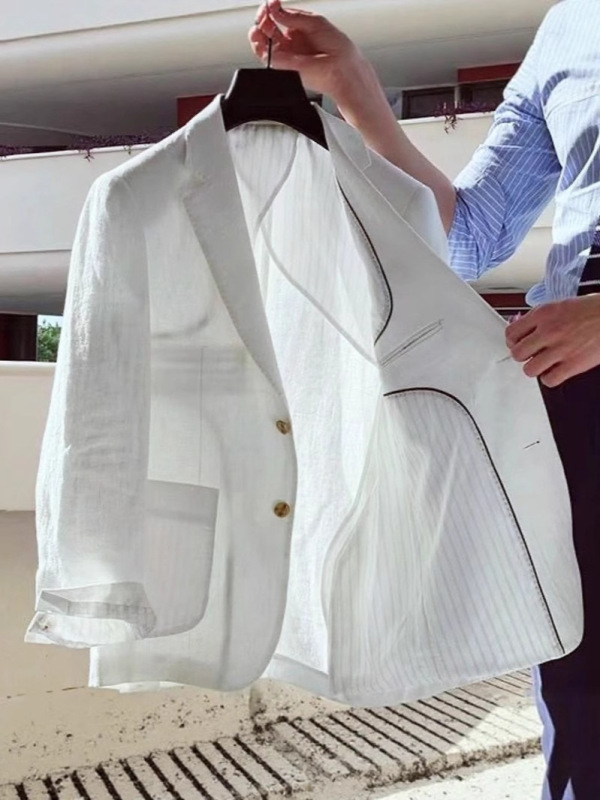 新款亚麻短外套女2025早秋复古宽松慵懒风高级感休闲质感西服上衣|undefined