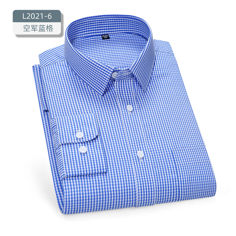 Camisas de hombre de algodón de manga larga amoníaco líquido sin escaldos comerciales estriadas de cuello blanco profesional camisa de trabajo sin escaldos comerciales