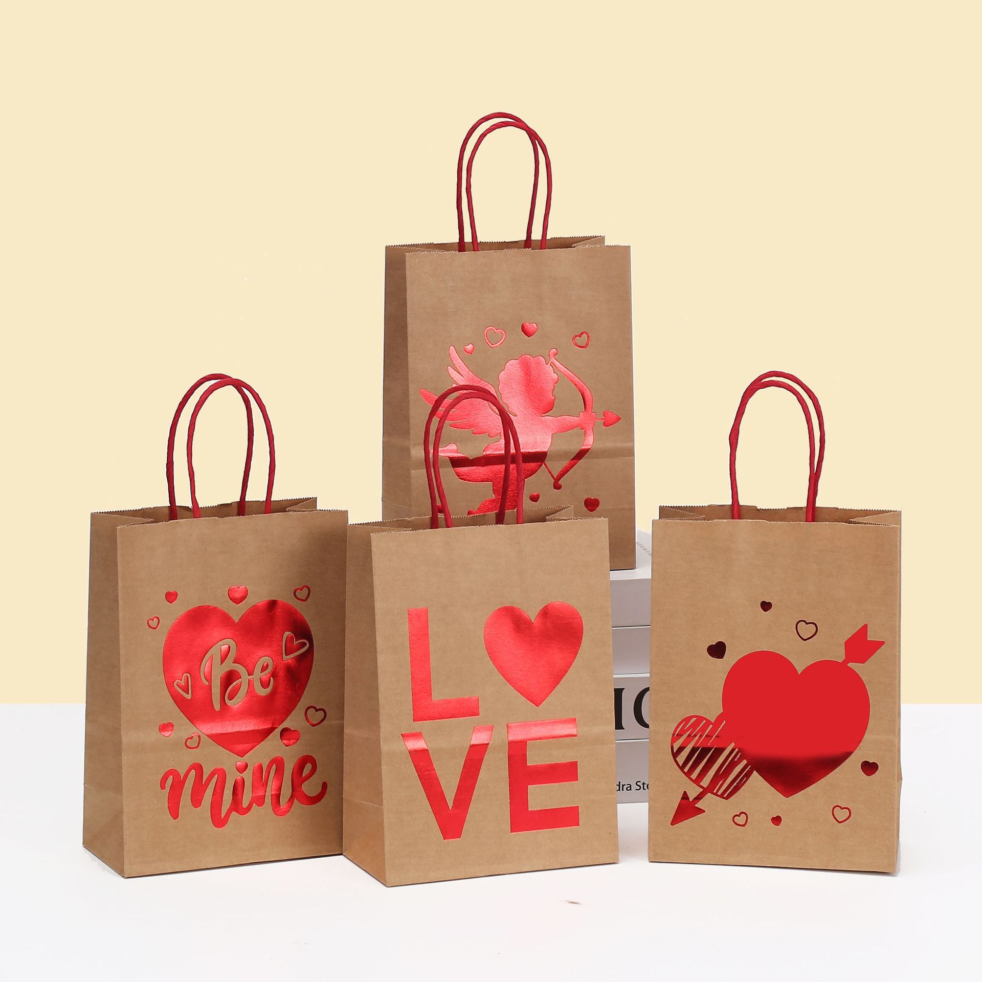 情人节印花手提袋烫金情侣节日礼品包装袋派对零食糖果蛋糕礼品袋