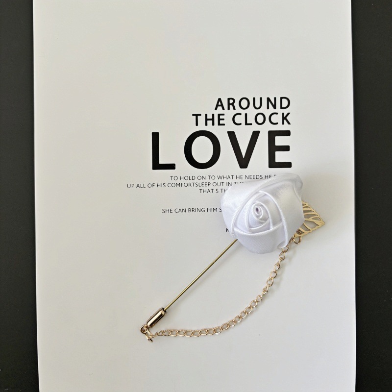 Traje de joyería de estilo coreano para hombres y mujeres cadena de flores rosa ramillete de hoja ramillete broche camisa collar pin collar flor accesorios