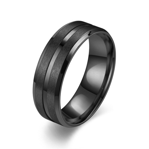 European and American cross-border new product 8MM wide middle groove frosted men's stainless steel ring European and American simple jewelry