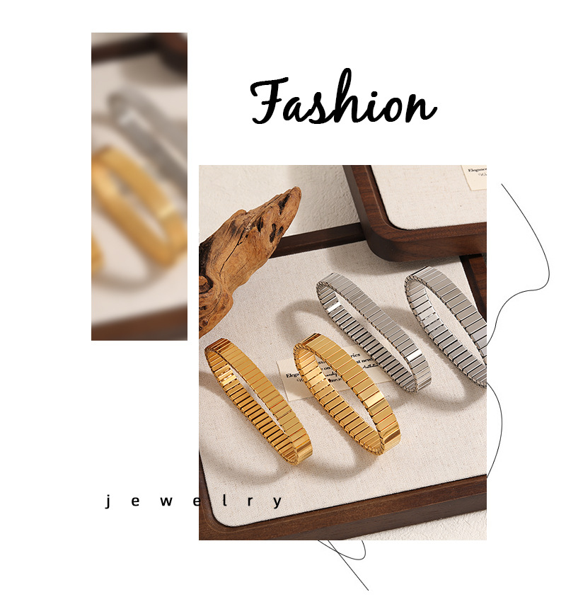 Retro Estilo Clásico Color Sólido Acero Titanio Pulsera Al Mayoreo display picture 1