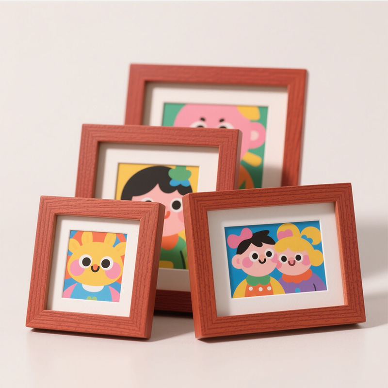 Small Square Cartoon Photo Frame, Cute Mini Decoration, Multi-Size, Multi-Positioning, Multi-Color Bedroom Desktop Display Frame