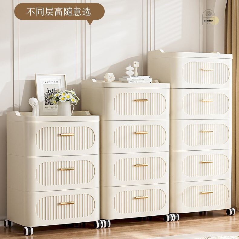 Light Luxury Drawer Type Storage Cabinet Living Room Chest of Drawers Household Bedroom Bedside Storage Cabinet Movable Snack Storage Cabinet