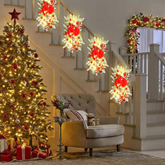 Cross-border Christmas Flower Garland Vine Door Curtain Pendant Home LED Lighting Stair Reverse Hanging Decor Door Hook