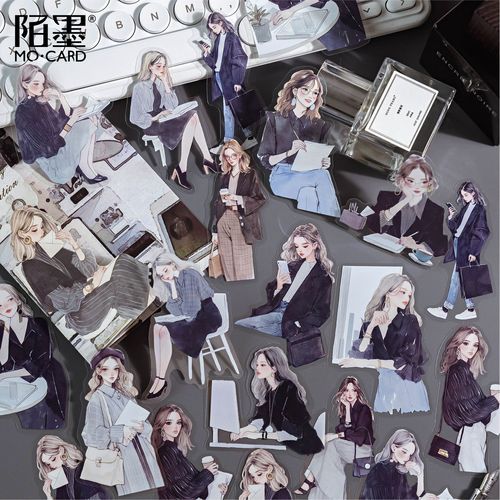 Momo PET White Ink Sticker Book Series for Urban Women's Life 6 kinds of scrapbook decoration materials 