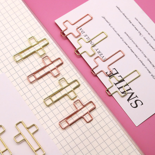 Manufacturer Direct Selling Cross-shaped Pin Metal Creative Paper Clip Office Stationery Irregular Paper Clip Wholesale