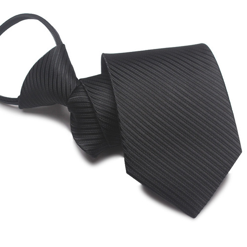 Men's pure black tie wholesale 8CM lazy zipper tie 7cm easy to pull without knotting business formal wear