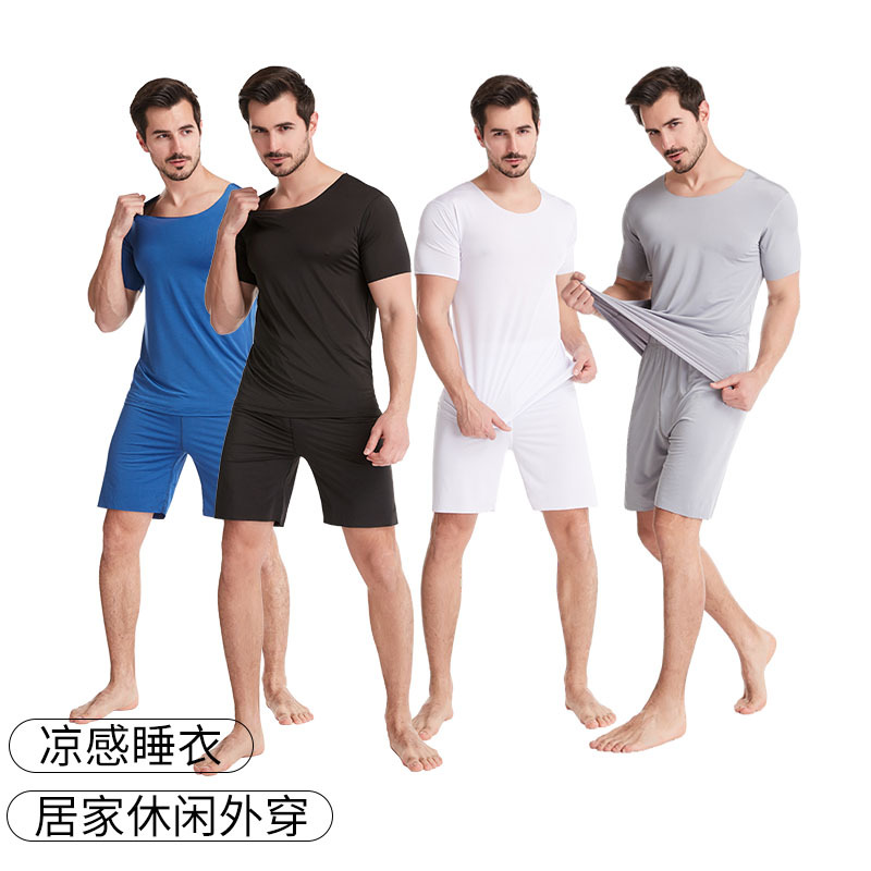man Home Furnishings Short sleeved shorts Teenagers leisure time Athletic Wear Borneol Large pajamas suit Thin section