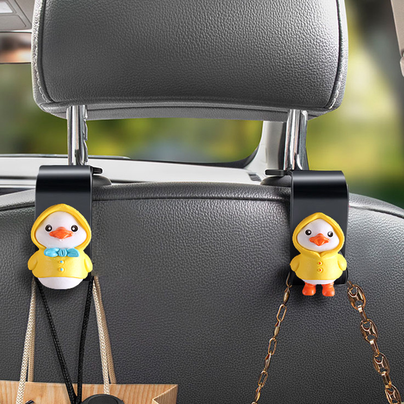 Gancho del asiento del patito amarillo de la celebridad de Internet Gancho pequeño del automóvil Gancho del automóvil Suministros de almacenamiento del automóvil Asiento trasero