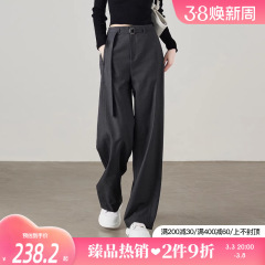 索菲丝尔春秋季新款宽松显瘦高腰阔腿直筒西装休闲裤子拖地裤女