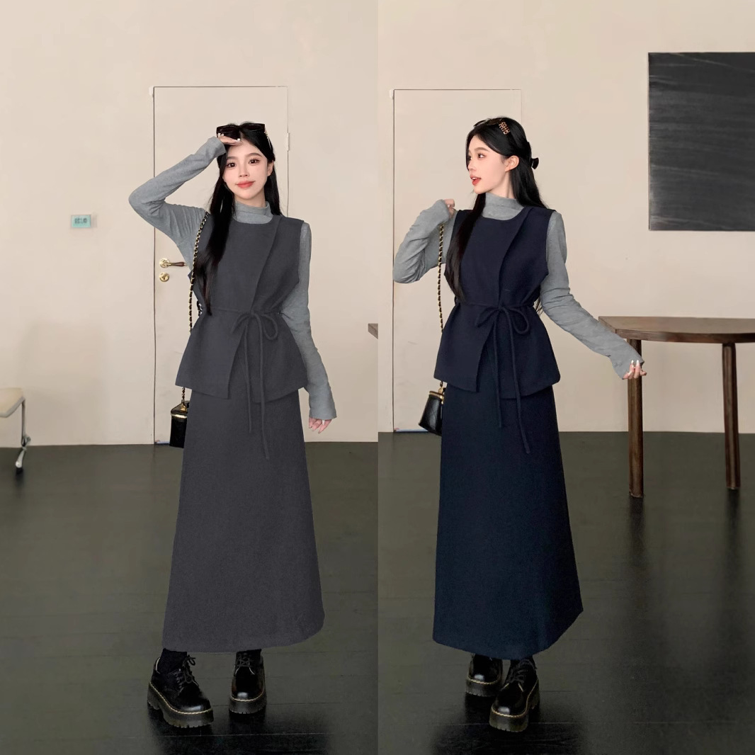  冬  M-4XL 大きいサイズ Tシャツ、ベスト+スカート