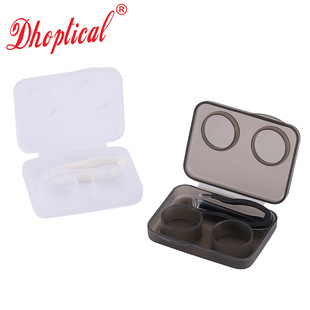 Walking contact lens case integrated couple box double box with suction stick tweezers solid color waterproof cross-border