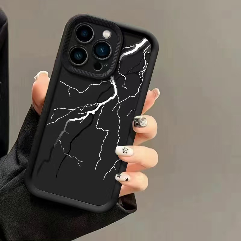 Creativo relámpago en blanco y negro para iphone16pro funda para teléfono móvil Apple 15/14/13promax nuevo 12x11