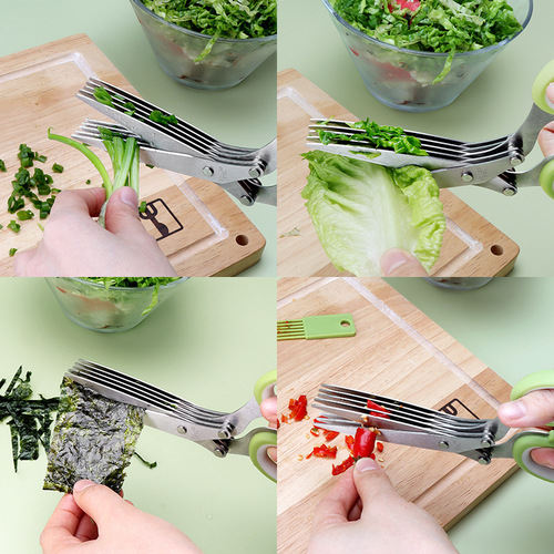 Factory multi-layer onion vegetable scissors, five-layer herb shredding scissors, three-layer stainless steel herb scissors