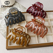 韩式气质酒红加宽抓夹大号发夹南瓜夹女后脑勺高级感鲨鱼夹头饰