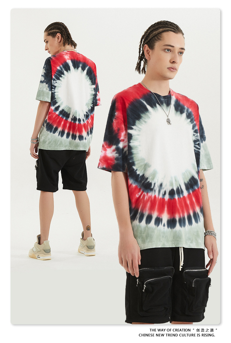 BE menswear | spring/summer European and American hip-hop explosion dyed shoulder short-sleeved dark wind high street loose tide T-shirt 10 6.jpg