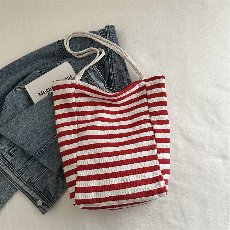 Bolso de hombro de gran capacidad bolso de estudiantes coreano estilo extranjero ocio rayas bolso de mano damas bolso de tramo inclinado