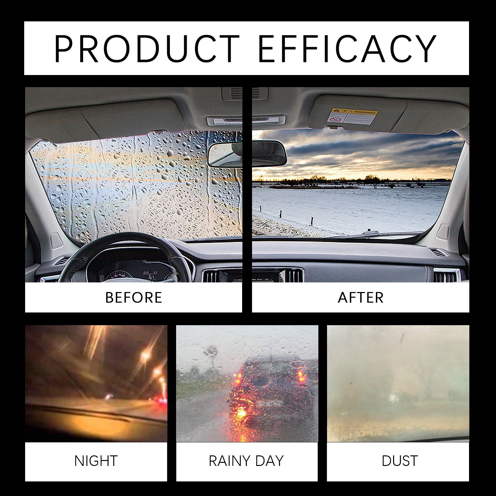 Rayhong Car Windshield Spray, Rearview Mirror Windshield Cleaning Stain Remover, Water Repellent and Anti-Fog Agent