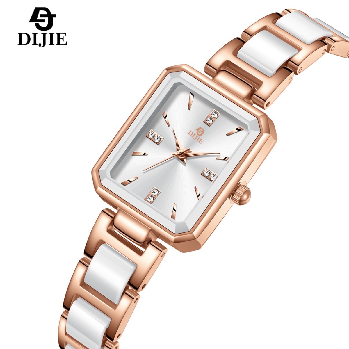 Damenuhr, Luxus, Diamant, quadratisches Zifferblatt, elegant, Quarz