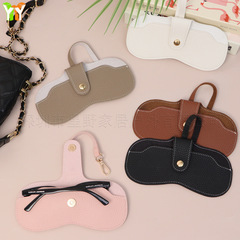 跨境可掛脖手提眼鏡包荔枝紋皮革防磨損墨鏡收納袋防丟通用眼鏡盒