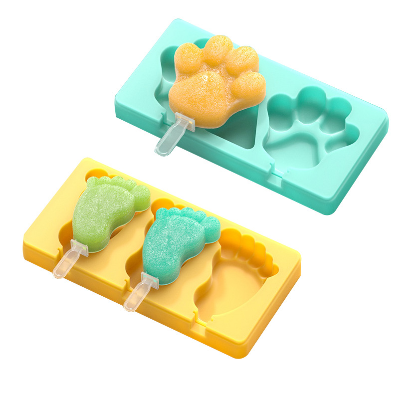 En stock 2 colores helado molde de silicona garra de gato pie chica helado DIY molde de helado casero en stock al por mayor