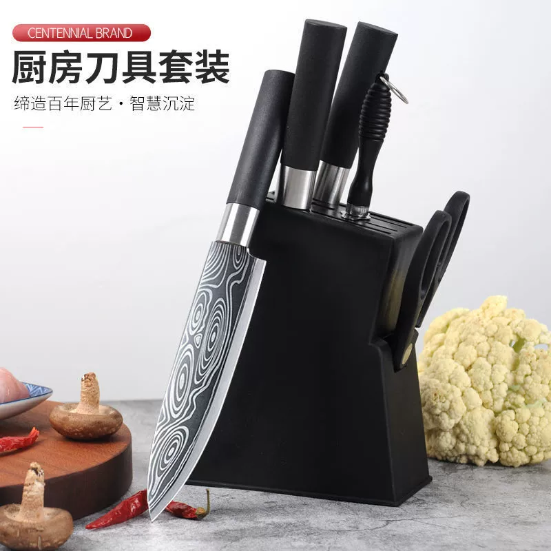 Витая красная кухонная ложкаPattern стали нож кухонный пяти предметный набор из нержавеющей стали бытовой нож для резки