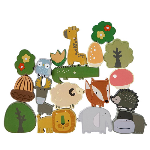 Children's early education wooden animal stacking building blocks fun balanced stacking Arhat parent-child interactive educational toy