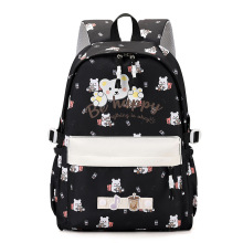 跨境批发新款双肩包简约卡通印花学生减负书包大容量休闲旅行背包