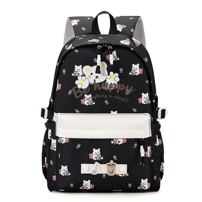 跨境批发新款双肩包简约卡通印花学生减负书包大容量休闲旅行背包