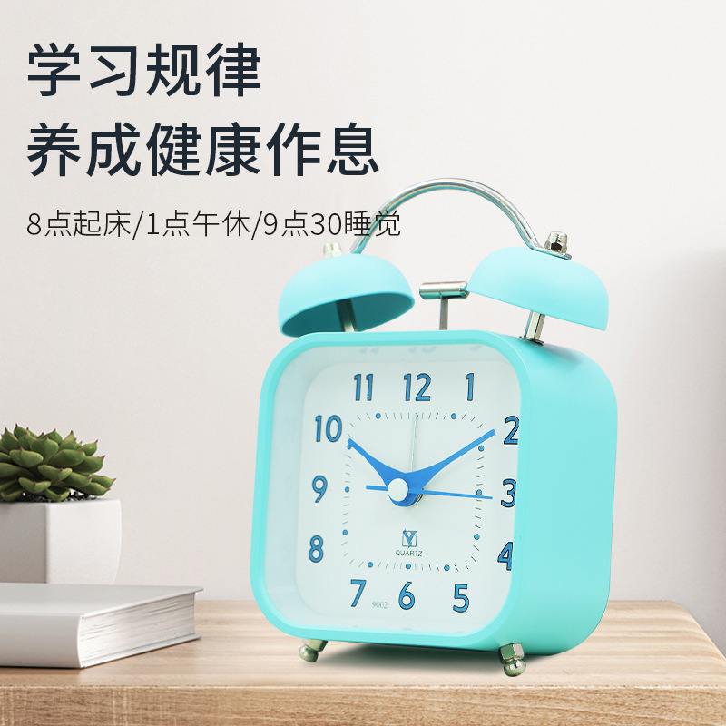 Reloj simple para estudiantes con dormitorio perezoso levantarse de la cama super alto reloj de asiento de metal nuevo silencioso caminando reloj despertador de luz nocturna