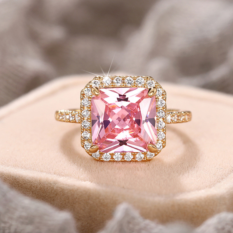 11g Weight Zircon Inlay Material Rings, Earrings, Necklace Classification Daily, Street Occasion Copper Material Square Pattern Women's Gender Inlay Design Shiny Style Shiny Square Copper Inlay Zircon Rings Earrings Necklace 7