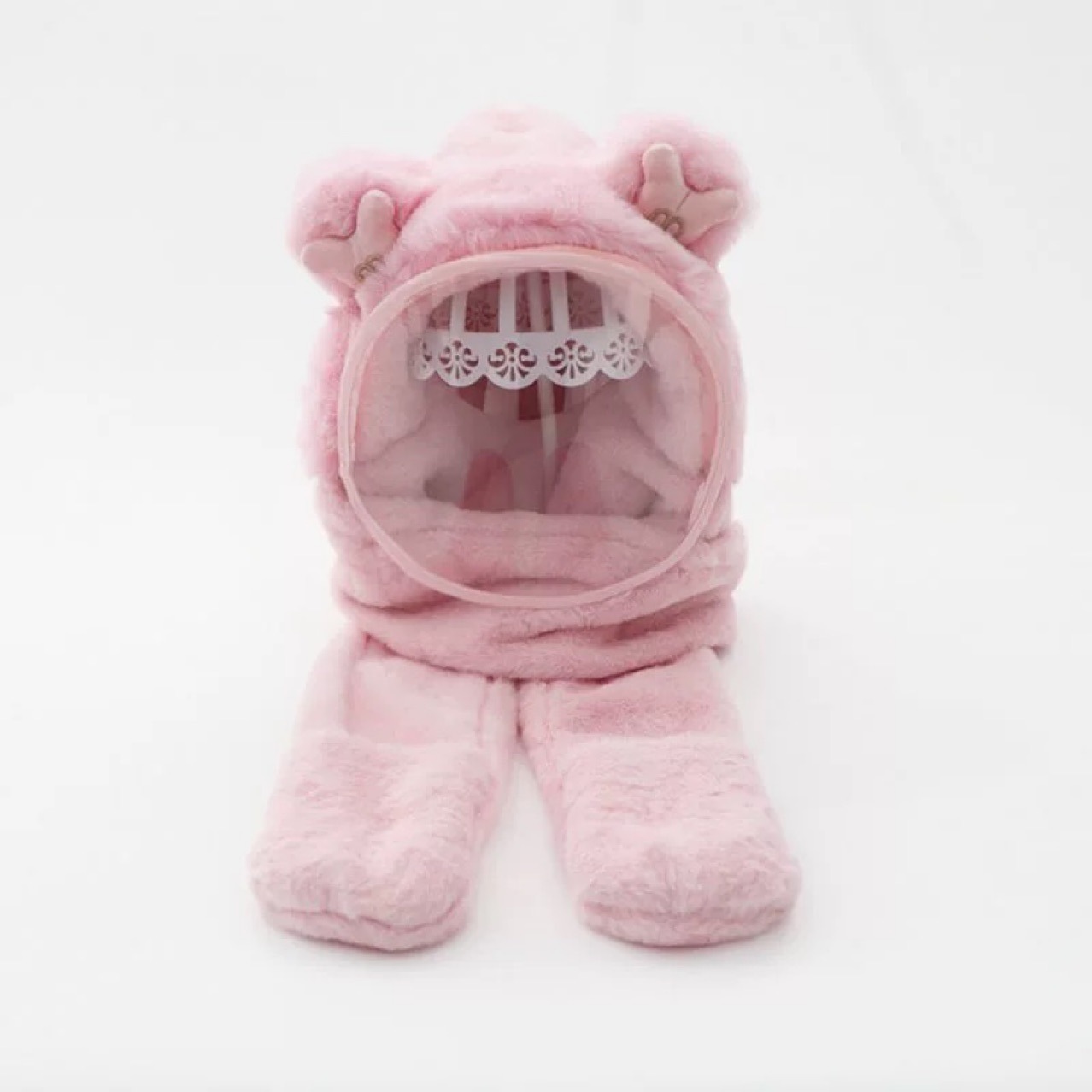 어린이 모자 새로운 겨울 소녀 승마 모자 소년  보호 마스크 스카프 장갑 통합 방풍 모자