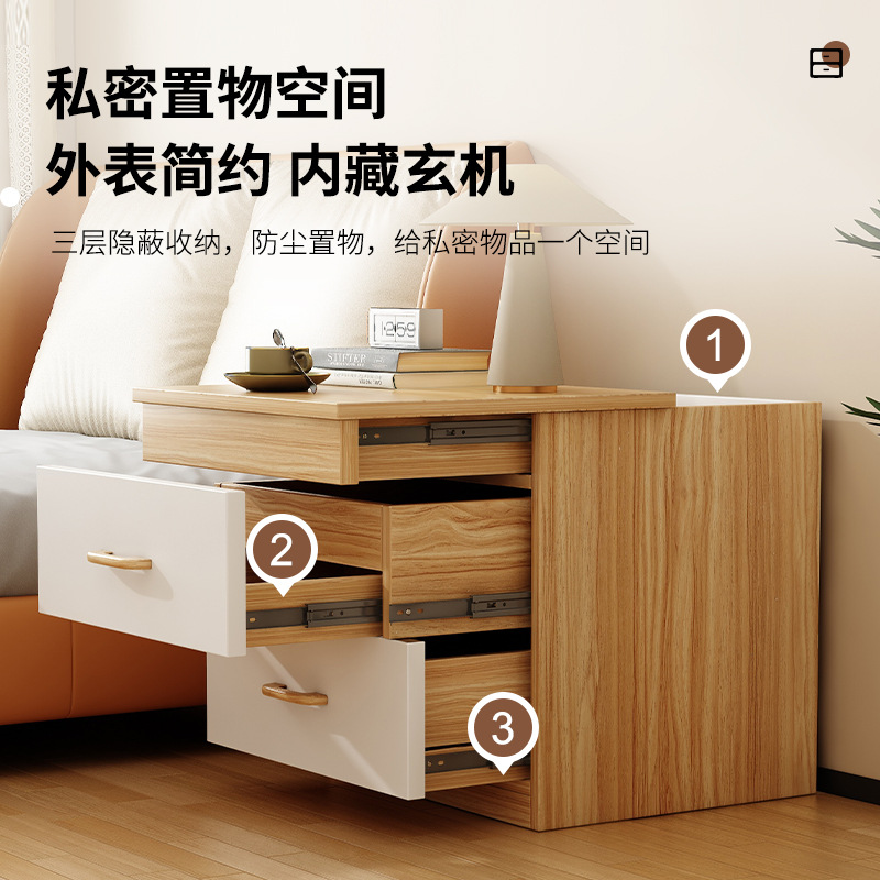 Mesa de cama de madera maciza dormitorio casero al lado de la cama almacenar armario pequeño alquiler de habitaciones estante moderno simple
