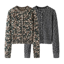 现货！2025冬季新款气质款V领花卉印花针织衫开衫女显瘦百搭上衣