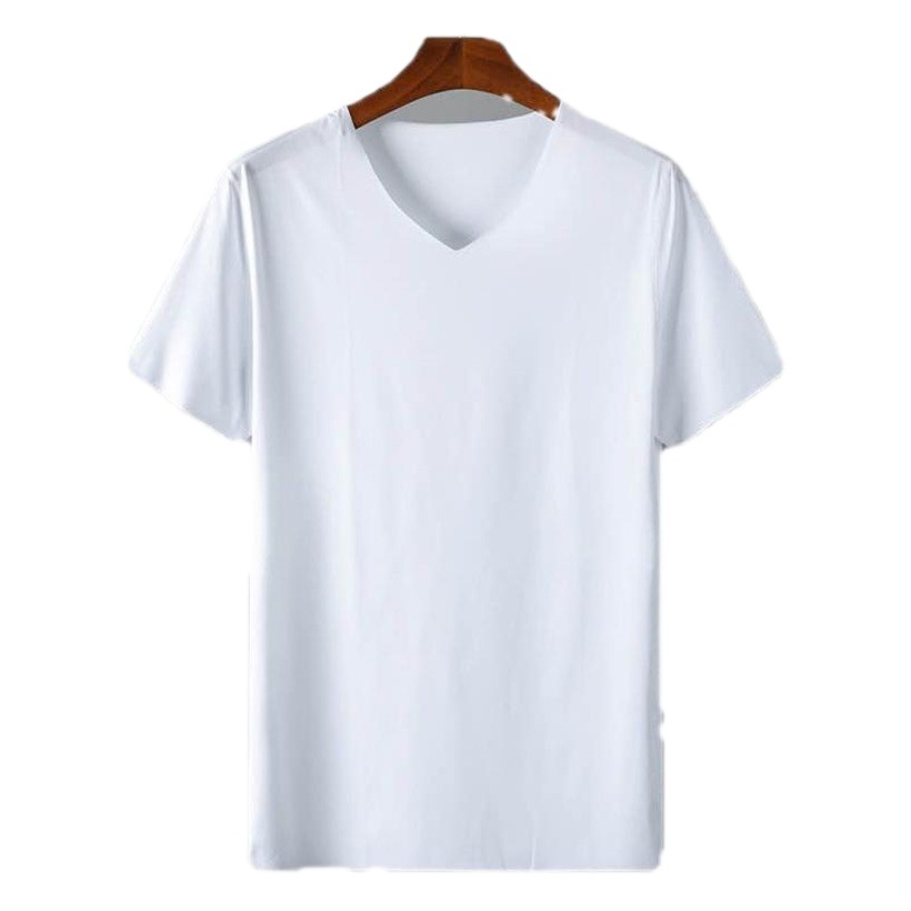 NanRenShuai/Nanren hombres guapos camiseta hombres de manga corta con cuello en V elástico casual corte color sólido más tamaño hombres