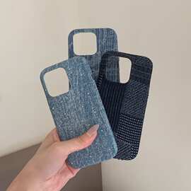 适用苹果17/16PRO简约牛仔手机壳iPhone15/14PRO纯色保护套13小众