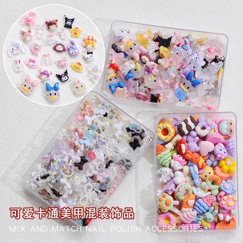 9,9 yuanes en línea popular clavo ciego caja de la joyería Aurora arco de dibujos animados oso joyería perla rhinestone Accesorios