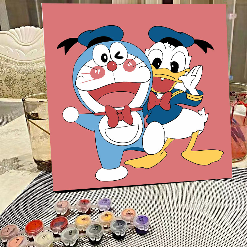 デジタル油絵diyの塗り絵の子供は漫画のアニメを埋めて色を塗ります。|undefined
