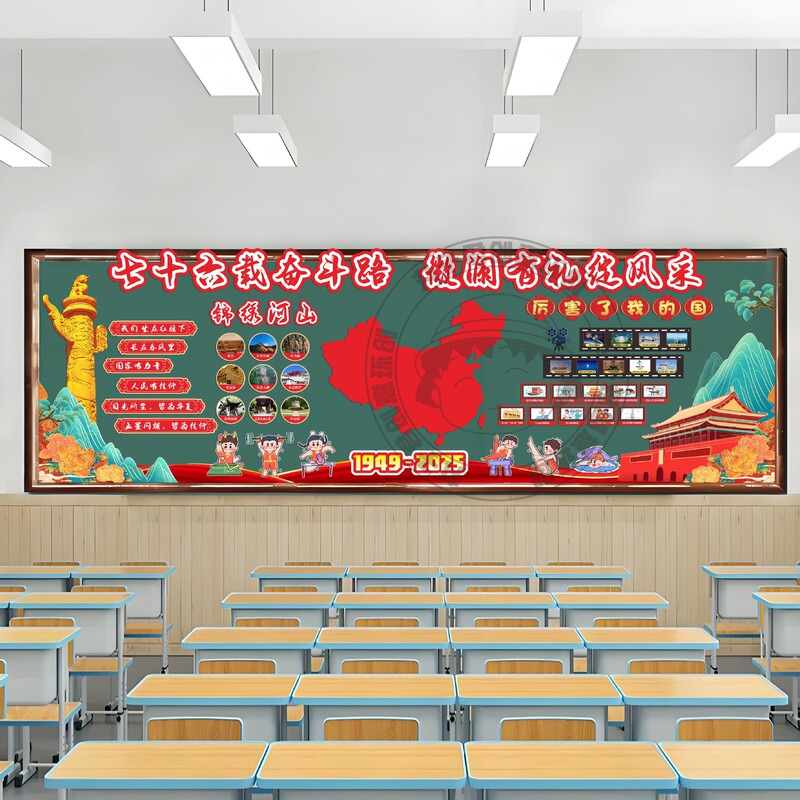 国庆节童心向党墙环创布置学校小学教室走廊黑板报装饰贴贴画材质|undefined