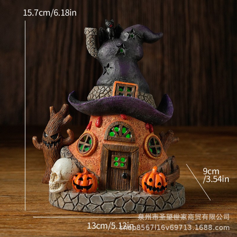 跨境新品万圣节树脂魔法屋房子摆件鬼节产品欧式家居布置装饰工艺|undefined