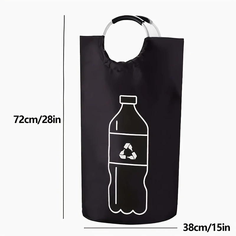 Foldable Laundry Basket, Aluminum Handle, Waterproof Tall Bottle Recycling Bin, Handheld