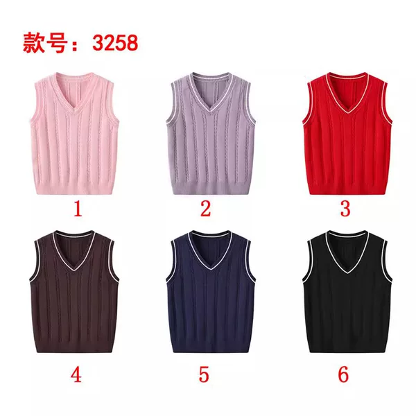 Autumn and Winter New V Neck Knitwears for Men and Women, Middle-Aged and Older Children, Preppy Fashion Hemp Pattern Sleeveless Knitwear Tops Wholesale