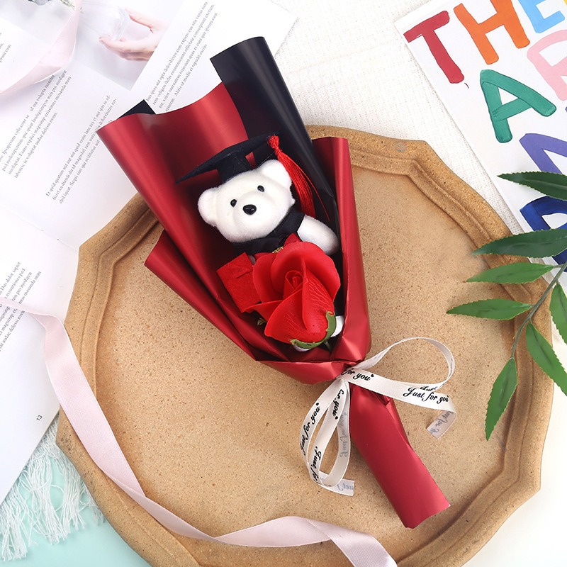 卒業漫画博士熊薔薇ヒマワリ花束恋人母教師の日創意プレゼントお土産|undefined