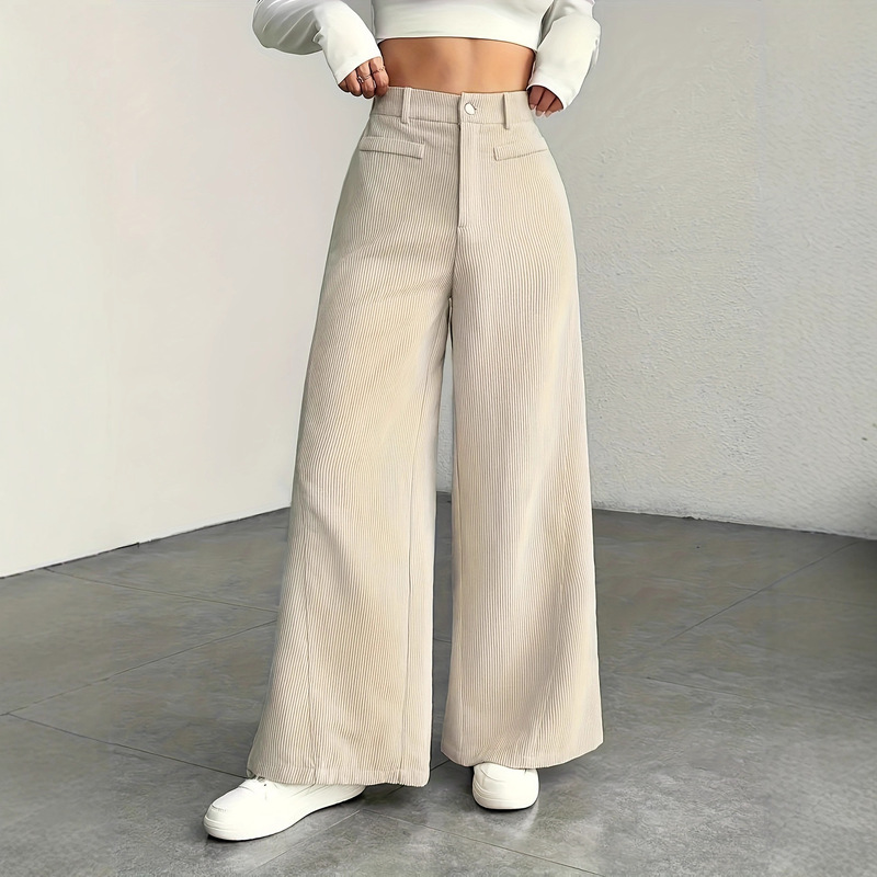 European and American Cross-Border Autumn and Winter New Arrivals Casual High-Waisted Wide-Leg Pants Versatile Cargo Pants Factory in Stock European and American Cross-Border Autumn and Winter New Arrivals Casual High-Waisted Wide-Leg Pants Versatile Cargo Pants Factory in Stock