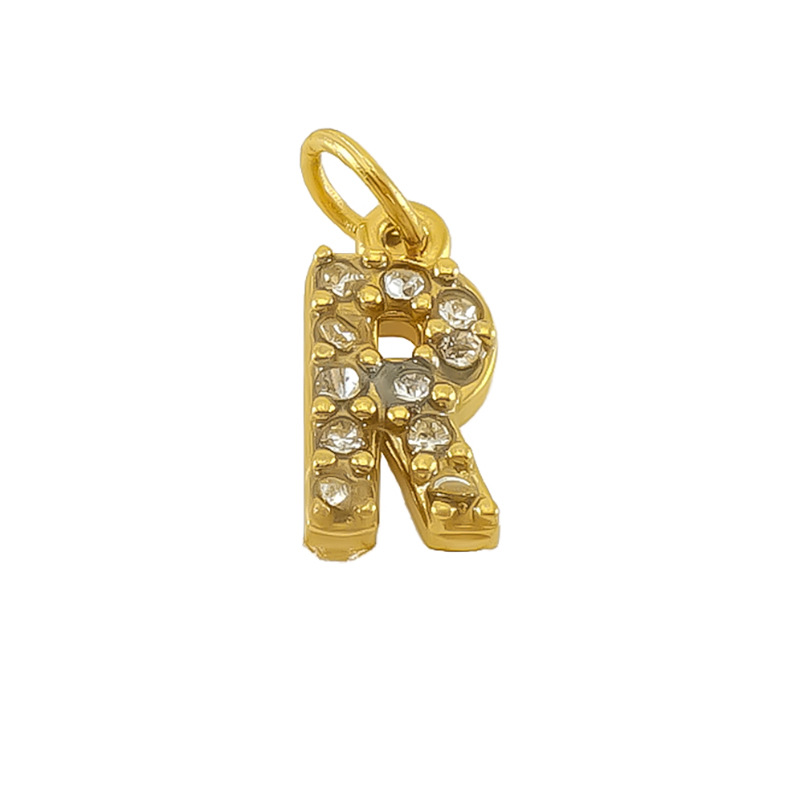 Nueva moda europea y americana de acero inoxidable con incrustaciones de diamantes 26 letras inglesas colgantes accesorios femeninos Advanced Advanced Mini letras joyas